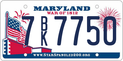 MD license plate 7BK7750