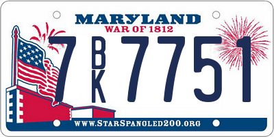 MD license plate 7BK7751