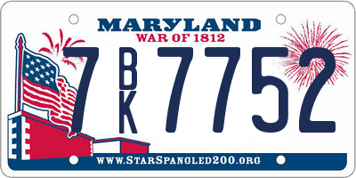 MD license plate 7BK7752