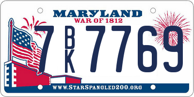 MD license plate 7BK7769