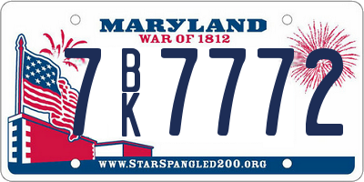 MD license plate 7BK7772