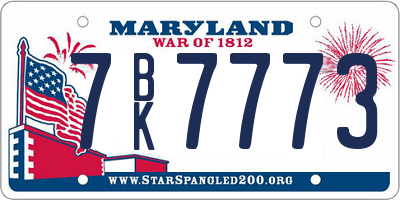 MD license plate 7BK7773