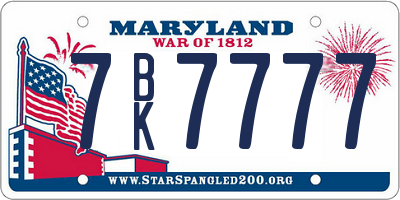 MD license plate 7BK7777