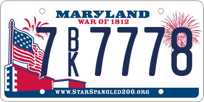 MD license plate 7BK7778