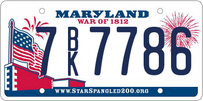 MD license plate 7BK7786