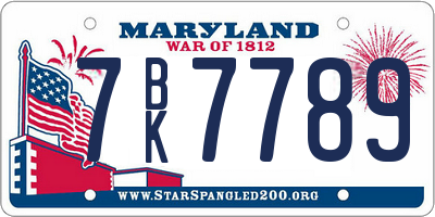 MD license plate 7BK7789