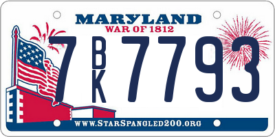 MD license plate 7BK7793