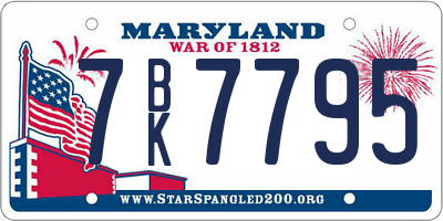 MD license plate 7BK7795