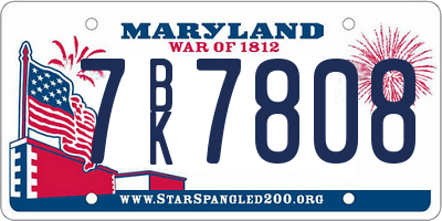 MD license plate 7BK7808