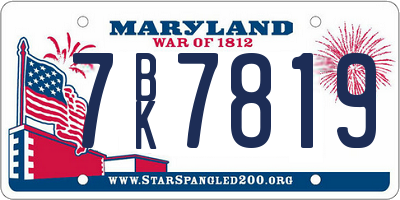 MD license plate 7BK7819