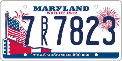 MD license plate 7BK7823