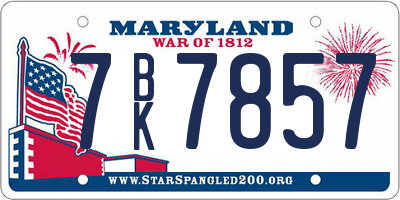 MD license plate 7BK7857