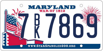 MD license plate 7BK7869