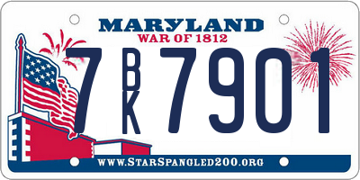 MD license plate 7BK7901
