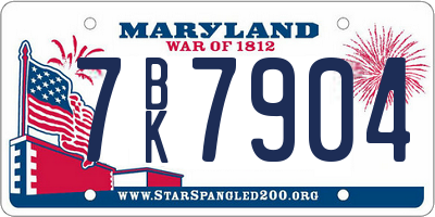 MD license plate 7BK7904
