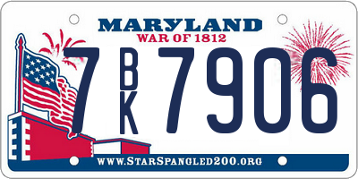 MD license plate 7BK7906