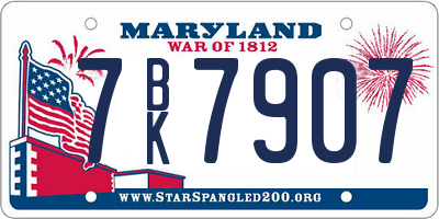 MD license plate 7BK7907