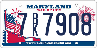 MD license plate 7BK7908