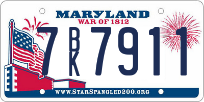 MD license plate 7BK7911