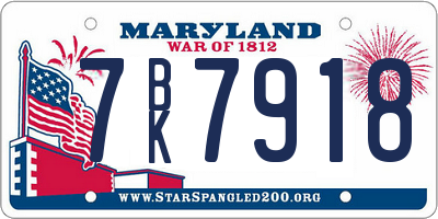 MD license plate 7BK7918