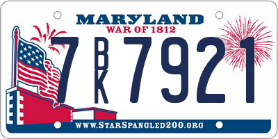 MD license plate 7BK7921