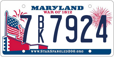 MD license plate 7BK7924