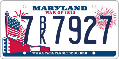 MD license plate 7BK7927