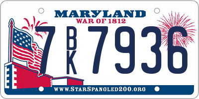 MD license plate 7BK7936