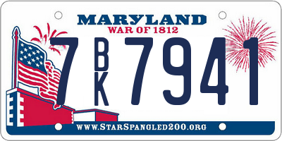 MD license plate 7BK7941