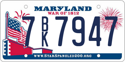MD license plate 7BK7947