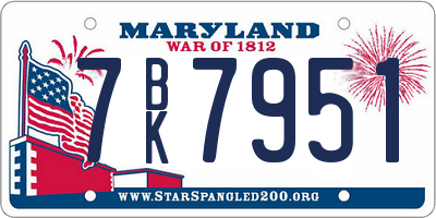 MD license plate 7BK7951