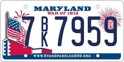 MD license plate 7BK7959