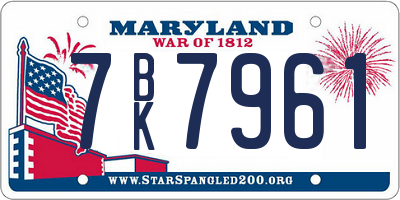 MD license plate 7BK7961
