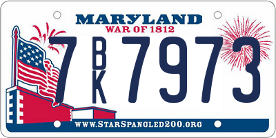 MD license plate 7BK7973