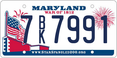 MD license plate 7BK7991