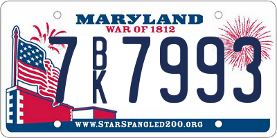 MD license plate 7BK7993