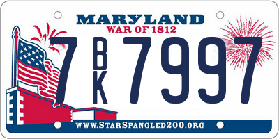 MD license plate 7BK7997