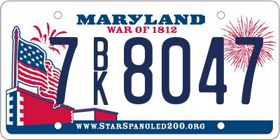 MD license plate 7BK8047