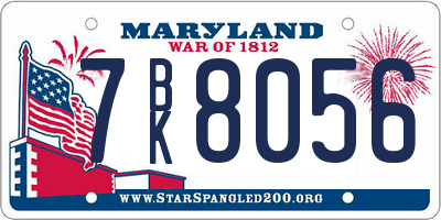 MD license plate 7BK8056