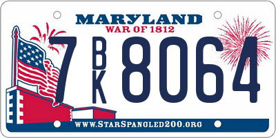 MD license plate 7BK8064