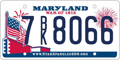 MD license plate 7BK8066
