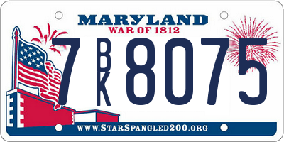 MD license plate 7BK8075