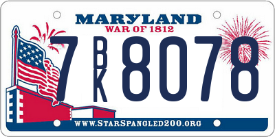 MD license plate 7BK8078