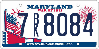MD license plate 7BK8084