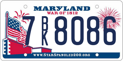 MD license plate 7BK8086