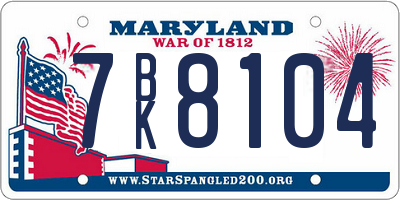 MD license plate 7BK8104
