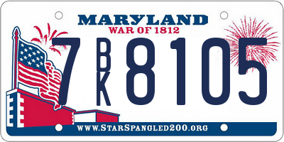 MD license plate 7BK8105