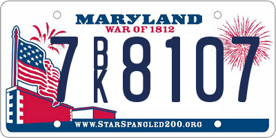 MD license plate 7BK8107