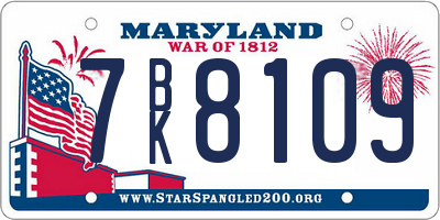 MD license plate 7BK8109