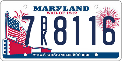 MD license plate 7BK8116